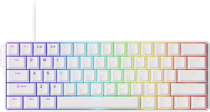 MONSGEEK FUN60 Ultra Rapid Trigger Gaming Keyboard 8k Magnetic Switch TMR Aluminum Wired Keyboard 60% White Shine-Through MagMech, Glare Magnetic Switch