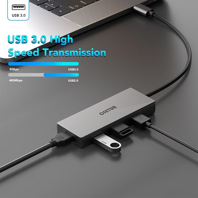 USB C Hub, 4 in 1 USB C to HDMI Multiport Adapter, with 4K HDMI, USB 3.0/2 2.0 Port Compatible with MacBook Pro/MacBook Air M1 2020 and More Type C Devices