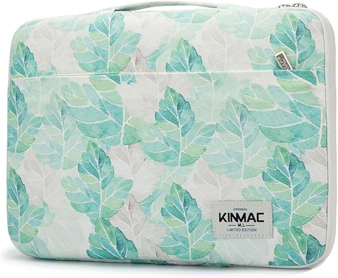 Kinmac 360° Protective Laptop Sleeve Case Bag Cover with Handle for MacBook Pro 16 inch,16 inch HP,Lenovo,Dell,ASUS,Acer Ultrabook and Business Laptop (Green Leaf)