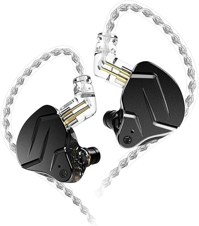 KZ ZSN PRO X HiFi in Ear Monitor IEM Headphones, 1BA 1DD Earbud Headphone Dual Driver Drummer Musician Earphone Stereo Headset with Removable C Pin Cable for Church (NO Mic, Dark Black)……