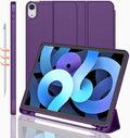 iMieet iPad Air 11 Inch Case M4/M3/M2(2026/2025/2024), iPad Air 5th/4th Generation Case 2022/2020 10.9 Inch with Pencil Holder,Trifold Stand Smart Case with Soft TPU Back(Dark Purple)