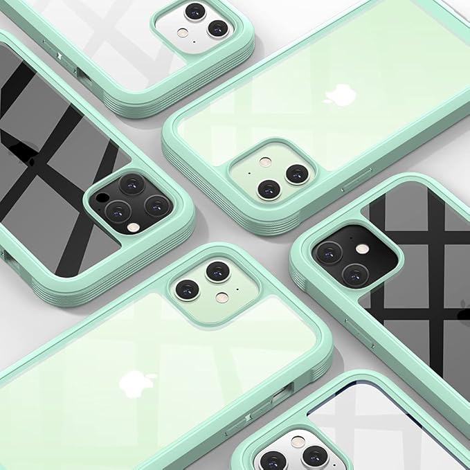 Diaclara Designed for iPhone 12/12 Pro Case, Full Body Rugged with Built-in Touch Sensitive Anti-Scratch Screen Protector, Soft TPU Bumper for iPhone 12/12 Pro 6.1" (Pistachio Green)