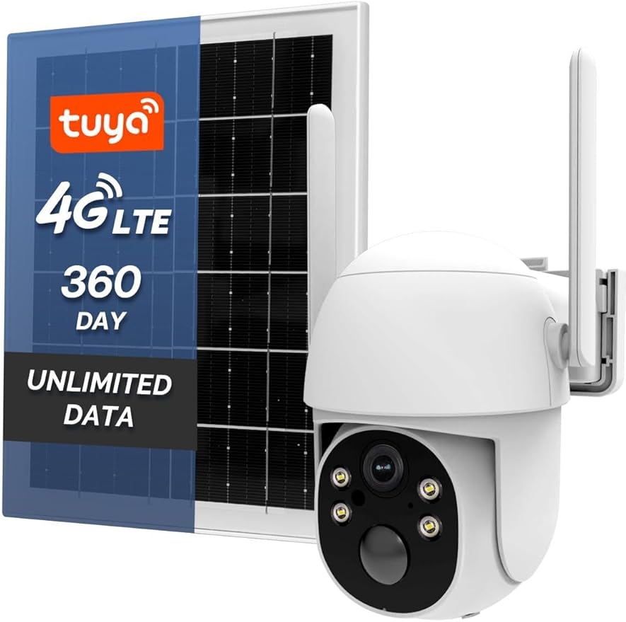MOES 4G LTE Cellular Security Camera with 360-Day Unlimited VSIM Data, No WiFi Security Camera Solar Powered, Remote Monitoring, Motion Sensor, 2K Wireless Outdoor Surveillance, 360° Viewing