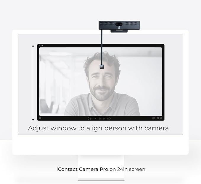 iContact Camera ProHello 4K HD Webcam with Eye Contact, Windows Hello Facial Recognition, Noise Cancelling Mics, USB Plug & Play for Mac, PC & Linux, Works with Zoom, Teams, Meet, Video Calls