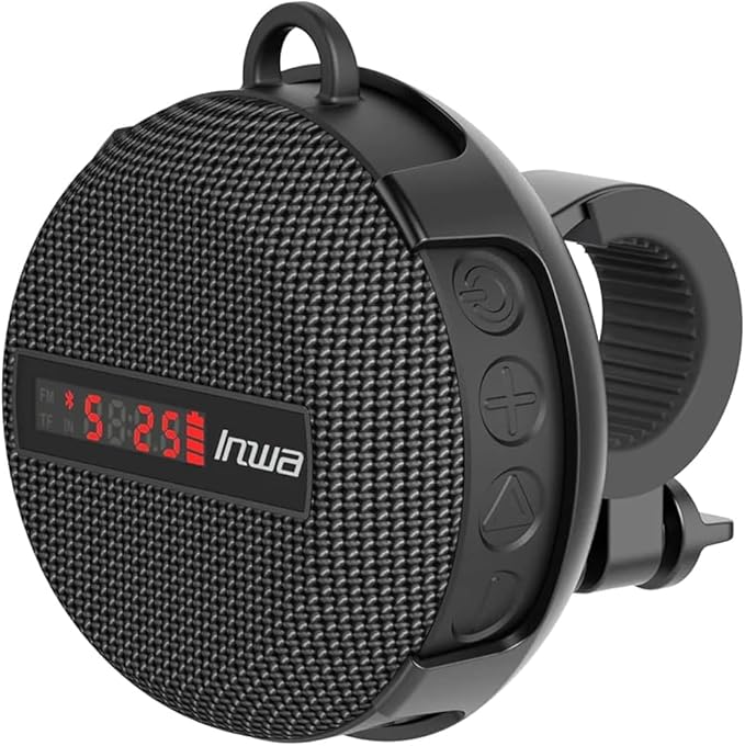 Inwa Portable Bluetooth Speaker, Bike Speakers with Speed Display, Wireless Speaker with 480 Mins Super Long of Playtime. Decent Sound, Compact Size and Loudness for Riding, Hiking, Showering, Golfing