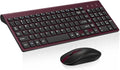 cimetech EasyTyping KF10 Wireless Keyboard and Mouse Combo, [Silent Scissor Switch Keys][Labor-Saving Keys] Ultra Slim Wireless Computer Keyboard and Mouse, Easy Setup for PC/Laptop/Windows - Wine Red