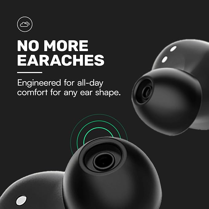 Raycon Everyday Classic Bluetooth Wireless Earbuds + Microphone with Active Noise Canceling, Sweat & Water-Resistant Earphones, Ear Buds Wireless Bluetooth Up to 32 Hours Playtime (Black)