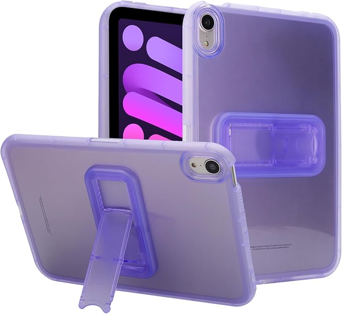 Slim Case for iPad mini 7 (A17 Pro) 2024/ Mini 6 8.3'', Built-in Kickstand Non-Slip Military Grade Drop Protection Rugged for iPad mini 7th 6th Generation, Purple
