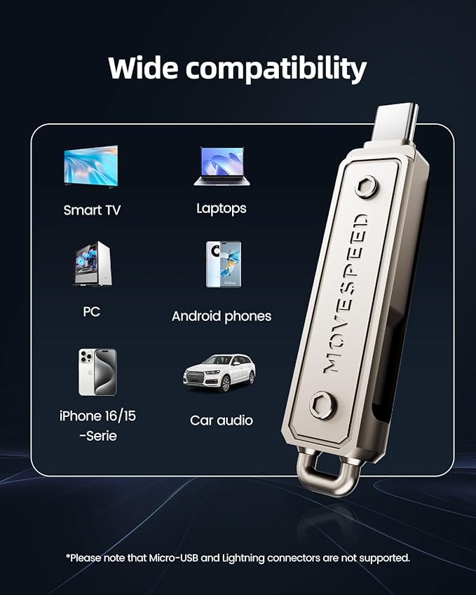 MOVE SPEED 64GB Memory Stick, 130 MB/s Thumb Drive with Type-C + USB 3.2 Dual Port, High Speed Pendrive Compatible with 3.1/3.0/2.0 for iPhone 16/15 Series, Android, MacBook/Pro/Air(1 Pack)