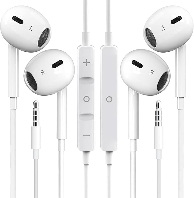 【2 Pack】Wired Earbuds, 3.5mm Headphones Wired, 3.5mm Jack in Ear Headphones with Microphone & Volume Control, Compatible with iPhone, iPad, iPod, Android, Laptop, PC, MP3, MP4 Most 3.5mm Audio Devices