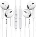 【2 Pack】Wired Earbuds, 3.5mm Headphones Wired, 3.5mm Jack in Ear Headphones with Microphone & Volume Control, Compatible with iPhone, iPad, iPod, Android, Laptop, PC, MP3, MP4 Most 3.5mm Audio Devices