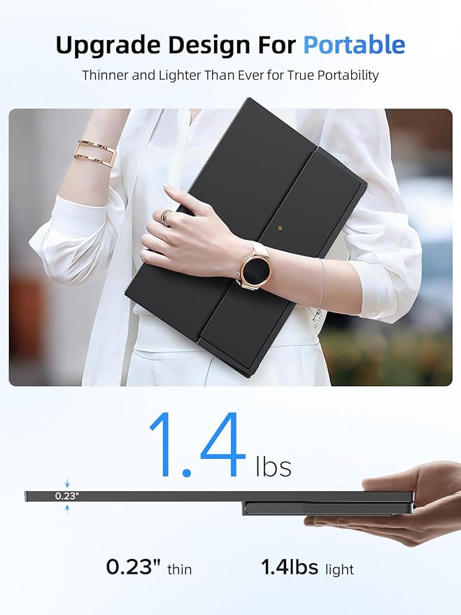 UPERFECT Portable Monitor Touchscreen 15.6 Inch 125% sRGB Travel Monitor Built-in Adjustable Stand, Speaker, VESA Mountable, USB-C HDMI Ultra-Slim Second Screen for Laptop Mac-Book Phone Game Console