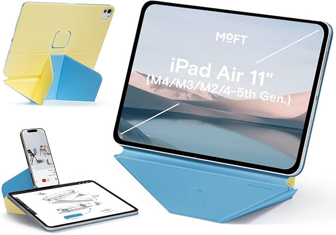 MOFT Dynamic Folio Tablet Stand Compatible with iPad Air 11"(M4 2026/M3 2025/M2 2024)&iPad Air 10.9"(5th 2022/4th 2020,Slim Magnetic Tablet Holder with 20+ Viewing Angles,Panna Cotta x Faded Jeans