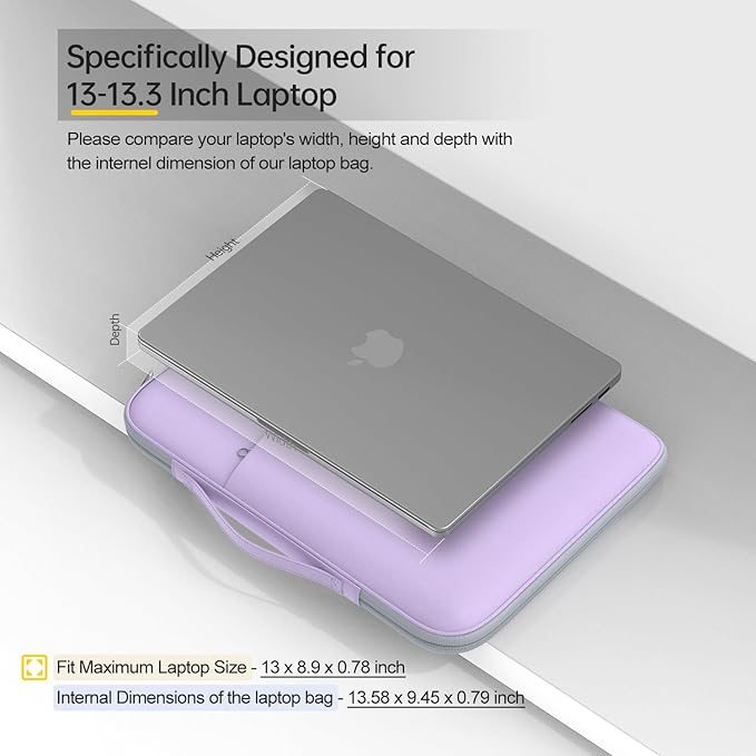 13 Inch Laptop Sleeve Case for 2026 MacBook Neo A18 13", MacBook Air 13-inch M5 A3449 M4 A3240 M3 M2 A3113 A2681,Travel Carrying Computer Bag with Accessory Pocket, Purple