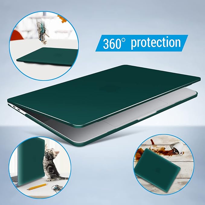 IBENZER Compatible with MacBook Pro 16 Inch Case A2141 Release 2020 2019, Hard Shell Case with Keyboard Cover & Type C Adapter for Old Version Mac Pro 16’’, Quetzal Green, T16QUGN+1TC