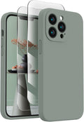 FireNova Designed for iPhone 13 Pro Case, Silicone Upgraded [Camera Protection] Phone Case, Soft Anti-Scratch Microfiber Lining Inside, 6.1 inch, Calke Green