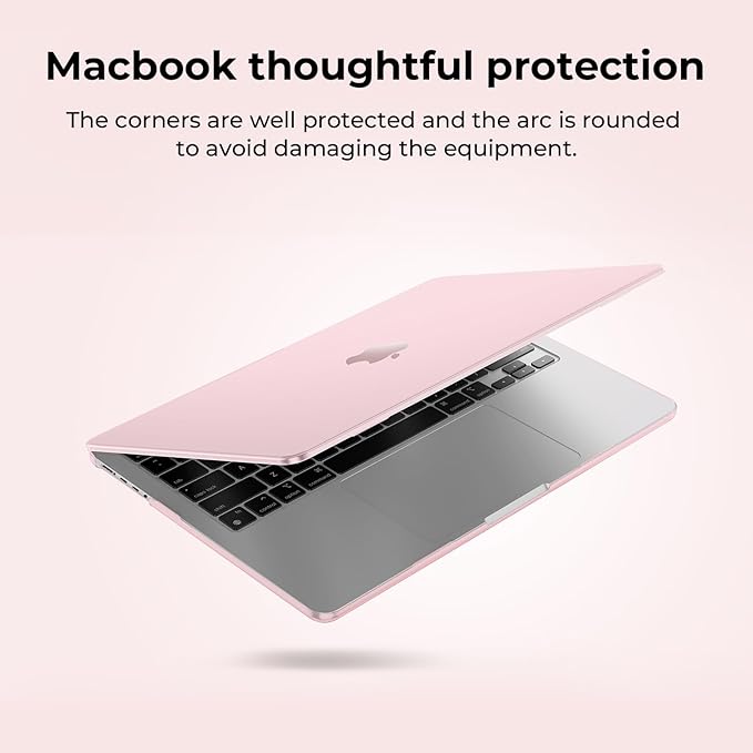 EooCoo Case Compatible with MacBook Pro 14 inch M5 2026 2025-2021 M4 M3 M2 M1 Pro/Max Chip, Crystal Clear Hard Shell, Easy to Install, Sturdy Laptop Protective Cover Case - Cute Crystal Pink