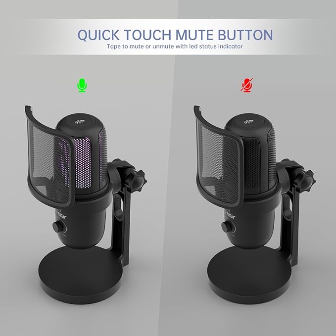 Pro USB Microphone for PC/PS5/Mac - Gaming, Streaming & Podcast Studio Mic with Omnidirectional Sound, RGB Lighting, Quick Mute, Noise Cancellation - Includes Pop Filter, Shock Mount, Boom Arm