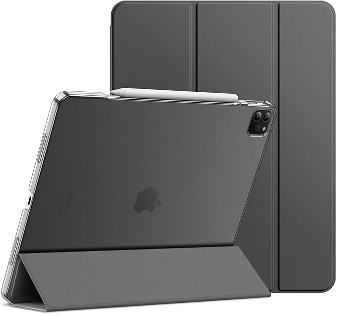 JETech Case for iPad Pro 12.9-Inch (6th/5th Generation, 2022/2021 Model), Slim Stand Hard Back Shell Smart Cover with Auto Wake/Sleep (Space Gray)