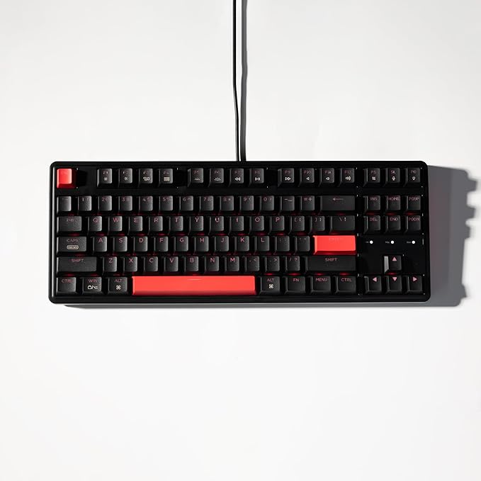 Keychron C3 Pro QMK/VIA Custom Gaming Keyboard, Programmable 87 Keys Compact TKL Layout Gasket Mount, Red LED Backlight Wired Mechanical Keyboard with Brown Switches for Mac/Windows/Linux