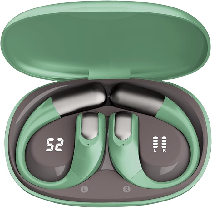 Wireless Earbuds Bluetooth Headphones,Lightweight Earbuds with Ear Hooks,Bluetooth5.4 Wireless Earphones,48H Playtime, IPX4 Waterproof Running Headphones for Gym Green