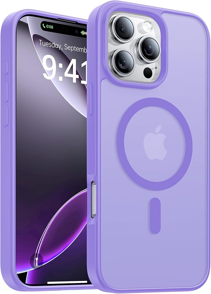 Magnetic for iPhone 16 Pro Max Case, [Compatible with MagSafe][Military-Grade Drop Protection][Anti-Yellowing] Shockproof Translucent Matte Cover for iPhone 16 Pro Max Phone Case,Light Purple
