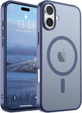SUPFINE Magnetic for iPhone 16 Case (Compatible with MagSafe) (Military Grade Drop Protection) Slim Translucent Matte Shockproof with Anti-Fingerprint Phone Case,Lavender Gray