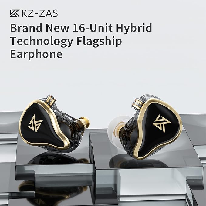 KZ ZAS in Ear Monitor Earphone 7BA+1DD 8 Unit Hybrid Technology IEM Headphones Noise Isolation, 8 Core Cable 3.5mm Jack Wired Earbuds (No Mic, White)