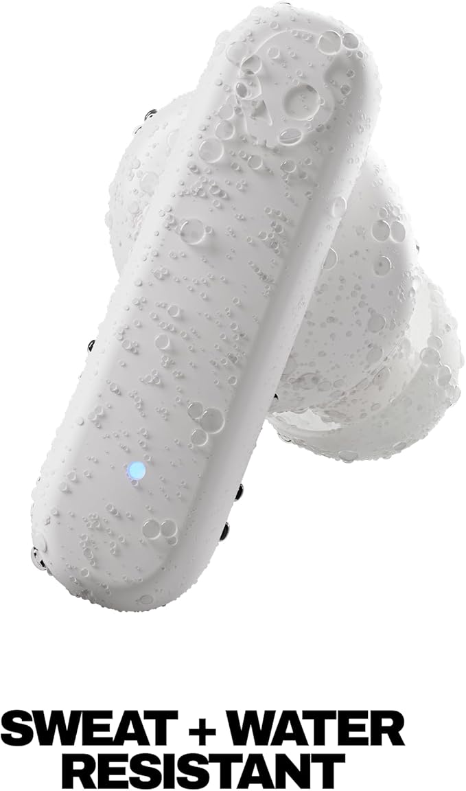 Skullcandy Smokin’ Buds Wireless Earbuds, Bluetooth Headphones, Noise Isolating Fit, Up to 20 Hours Battery, IPX4 Sweat and Water Resistant, Microphone for iPhone Android - Bone