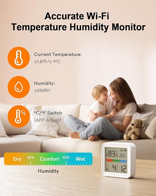 Lumary Smart Thermometer Hygrometer+Lumary Smart WiFi Bathroom Exhaust Fan with Light