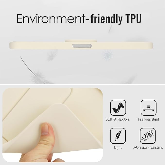 Case for iPad mini 7th & 6th Gen with Kickstand, Soft TPU + Hard PC Ultimate Delicate Touch Feeling Shockproof Protective Back Cover for iPad mini 7th 6th Women Men, Beige