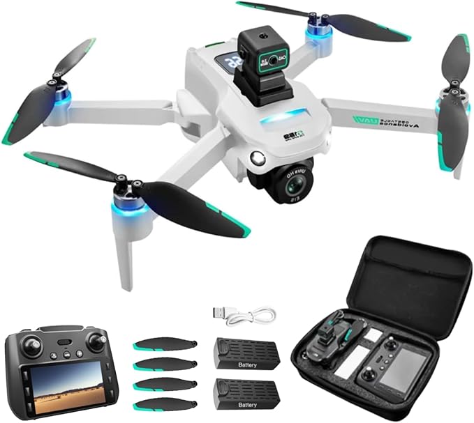 Drone with Camera 4k, GPS HD Drones for Adults, Remote Controller with Screen, Obstacle Avoidance, Brushless Motor FPV, 5G Transmission, 2 Battery, Professional