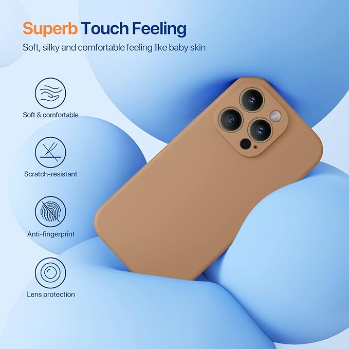Miracase Designed for iPhone 14 Pro Max Phone Case with Screen Protector,[Upgraded Enhanced Camera Protection],Shockproof Liquid Silicone Case with Microfiber Lining,6.7 inch, Chocolate