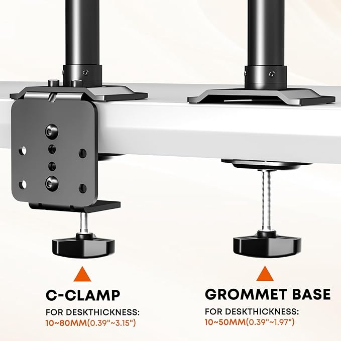 PUTORSEN Sit Stand Monitor Desk Mount for 17-32 inch Screens, Height Adjustable Full-Motion Articulating Arm with Keyboard Tray,19.8 lbs Monitor & 2.2lbs Tray Capacity, C-Clamp & Grommet Mount,Black