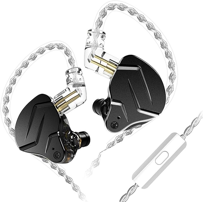 Kinboofi KZ ZSN PRO X in Ear Earphone 1BA 1DD HiFi Bass Earbuds Headphone, Noise Cancelling Headset Metal IEM with Removable C Pin Cable (Black with Microphone)……