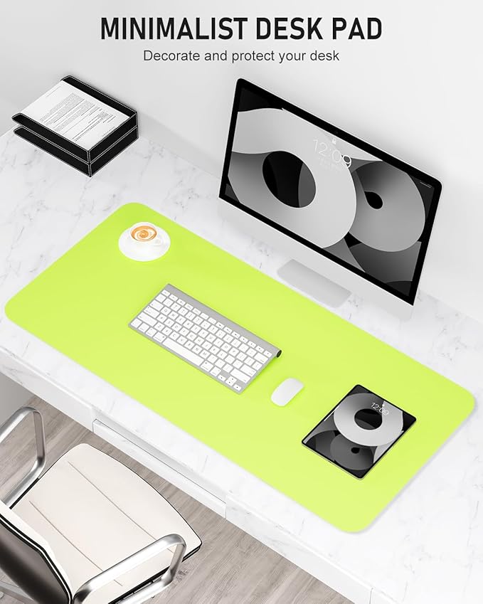 Desk Pad, 30" x 14" PU Leather Non-Slip Desk Mat Large Mouse Pad for Desktop, Waterproof Laptop Computer Writing Mat for Office, Home, Work, Gaming, Kiwi Green