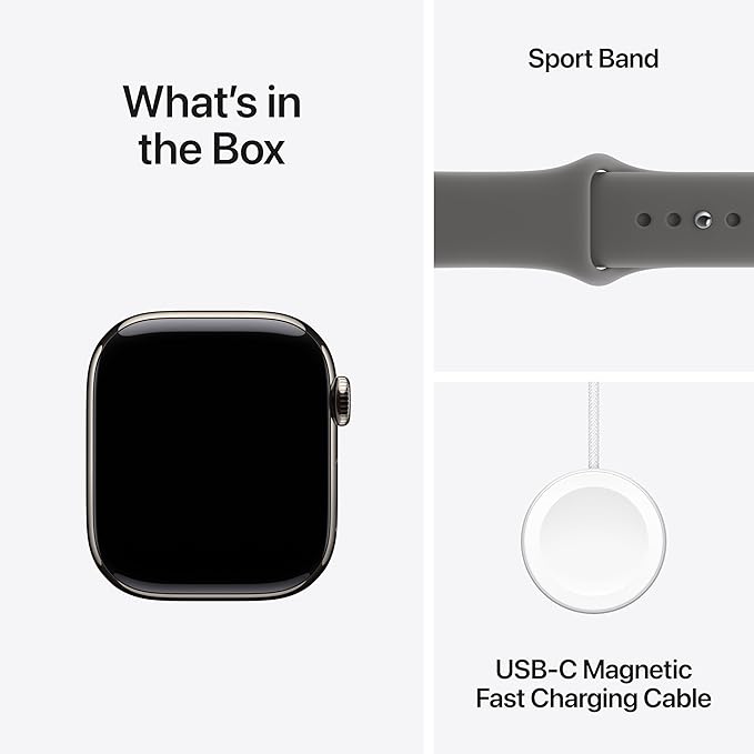 Apple Watch Series 11 [GPS + Cellular 42mm] Smartwatch with Natural Titanium Case with Stone Grey Sport Band - S/M. Sleep Score, Fitness Tracker, Health Monitoring with AppleCare+ (2 Years)