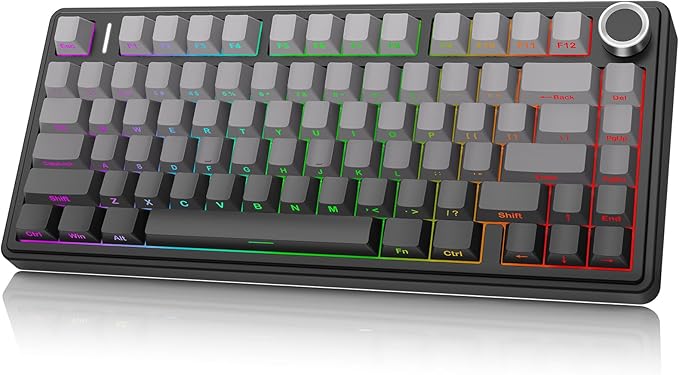 AULA F75 - 75% Wireless Mechanical Keyboard,Hot Swappable Custom Gaming Keyboard with Knob,BT5.0/2.4GHz/USB-C,RGB Backlit,Pre-lubed Reaper Switches,Double Shot PBT Keycaps,Mechanical Gaming Keyboards
