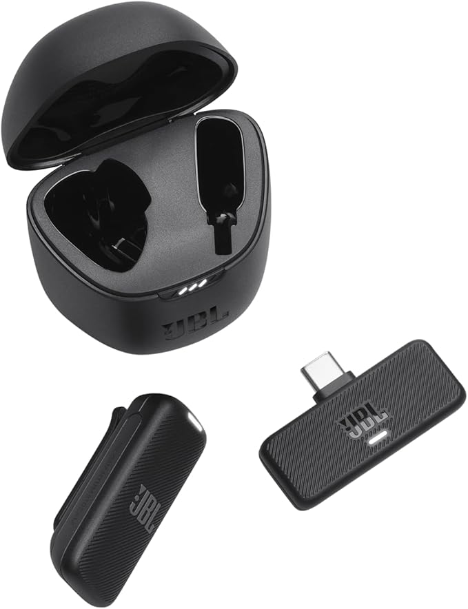 JBL Quantum Stream Wireless USB-C - Wearable Wireless Streaming Microphone for Crystal Clear Recordings, 24 Hours of Recording time, Plus Speed Charge, Included Windscreen for Noise Reduction