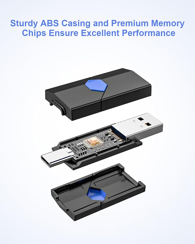 JUANWE 32GB USB Flash Drive 3 Pack Type C + USB A Thumb Drive Retractable Dual Flash Drive Type C Memory Stick 2 in 1 Jump Drive for iPhone, iPad, Android Phones, Tablet, Laptop, Computers