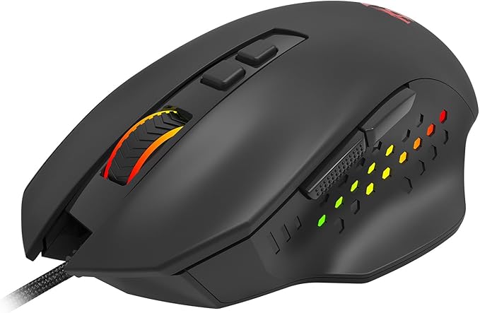 Redragon - Roadmaster M723 - Gaming Mouse - 12400 DPI Adjustable Wired Optical Gaming Mouse - 7 Programmable Buttons - 5 Backlit Modes - Max 12400DPI - 180CM High-Speed USB Braided Cable