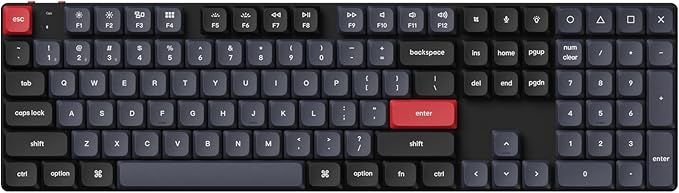 Keychron K5 Pro QMK/VIA Custom Wireless Mechanical Keyboard, Hot-Swappable Full Size Layout 108 Keys Programmable, Ultra-Slim RGB Low Profile Brown Switch, Bluetooth/USB-C for Mac Windows Linux