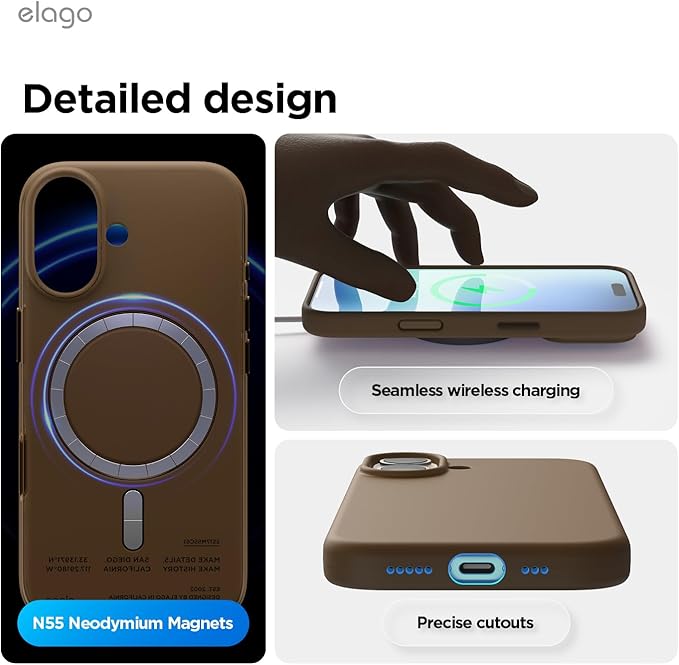 elago for iPhone 17 Case, Premium Magnetic Silicone Case, Compatible with MagSafe, Liquid Silicone Material, Protective Cover, Shockproof, Slim Phone, 6.3 inch (Brown)