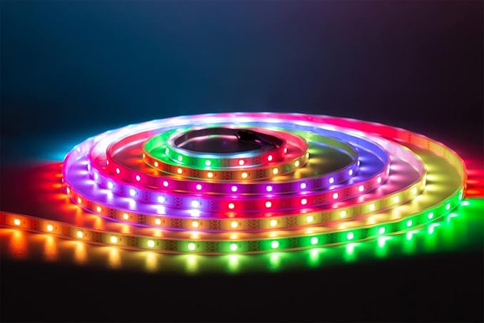 WS2812B LED Strip Individual Addressable Light 30Pixels/m SMD 5050 RGB Pixel Strip DC5V (16.4FT 150LEDS Waterproof IP67, White PCB)