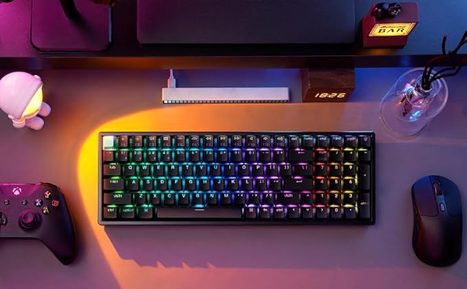 Keychron K4 HE QMK Wireless Gaming Custom Mechanical Keyboard, 2.4 GHz/Bluetooth/Wired 96% Layout Hot-Swappable Programmable RGB Backlit Gateron Magnetic Switches for Mac Windows Black
