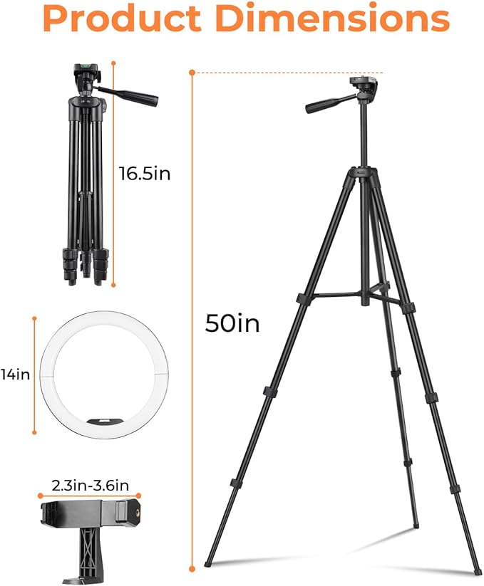 Sensyne 14" Ring Light with Tripod Stand, LED Circle Light with Phone Holder, for Photo Selfie, Video Recording, Zoom Meeting