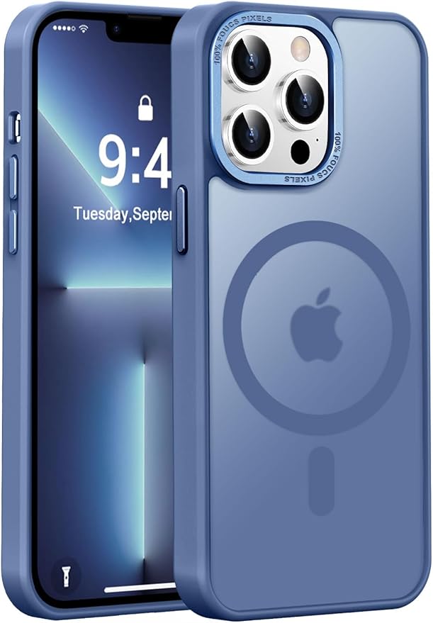 Newfuture Designed for iPhone 13 Pro Max Case with Magnetic [13 FT Military Drop Protection] [Compatible with Magsafe] Slim Translucent Matte Shockproof with Anti-Fingerprint Phone Case, Light Blue