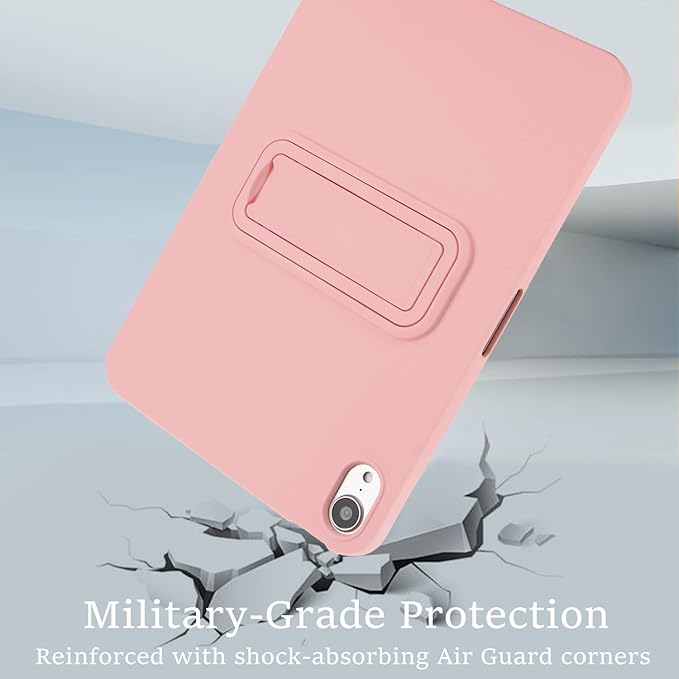 Case for iPad mini 7th & 6th Gen with Kickstand, Soft TPU + Hard PC Ultimate Delicate Touch Feeling Shockproof Protective Back Cover for iPad mini 7th 6th Women Men, Pink