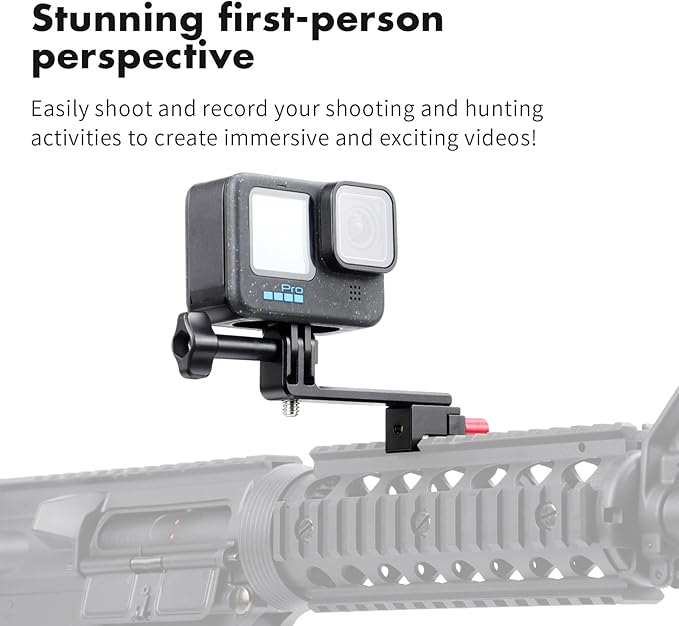 SEASKY Aluminum Gun/Airsoft Picatinny Rail Mount Adapter Holder for Gopro Hero 12/11/10/9 DJI Action 4/3/2 Insta360 G03 Sports Camera Accessories Hunting POV/Vlog Wargame (GM01)