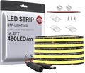 BTF-LIGHTING FCOB COB LED Strip 480LED/m Flexible High Density Uniform Light 9W/m 16.4FT DC12V Warm White 2700K CRI 90+ 8mm Width LED Ribbon for Indoor Decor(No Adapter or Controller)